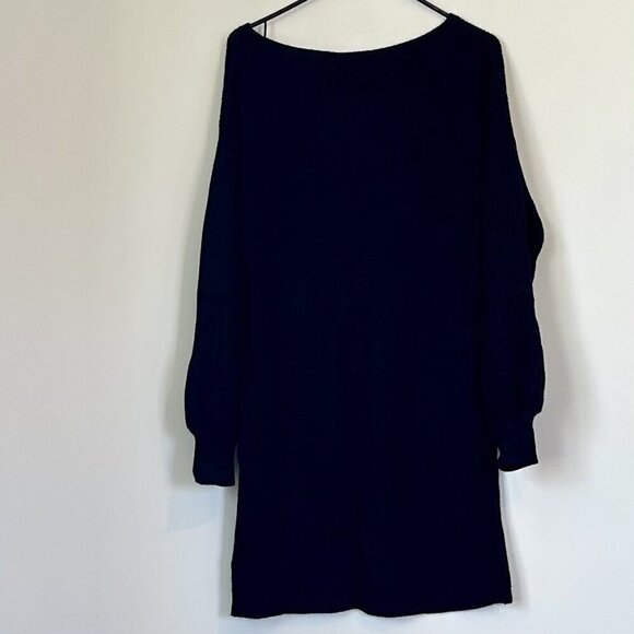 NWT Halogen Black Boatneck Puff Sleeve Sweater Dress - Size: Small - Picture 7 of 7